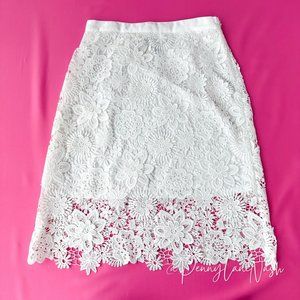 Elena Wang Crochet Lace A Line Skirt White